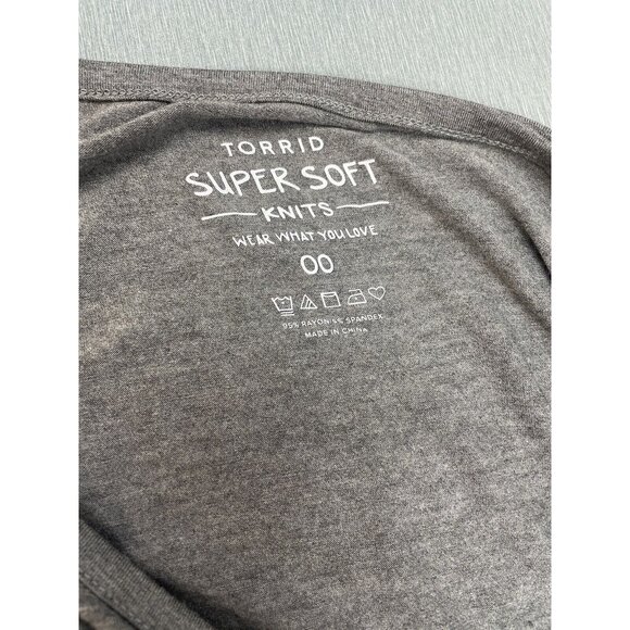 Torrid Women "Need More Coffee" Super Soft Grey Tie Front Tunic Tee Size 00 M/L - Picture 6 of 10